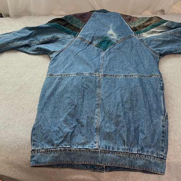 Vintage Y2K Current Seen Denim Duster Jacket Medium 90s Patch Avant Garde Grunge - Picture 6 of 10